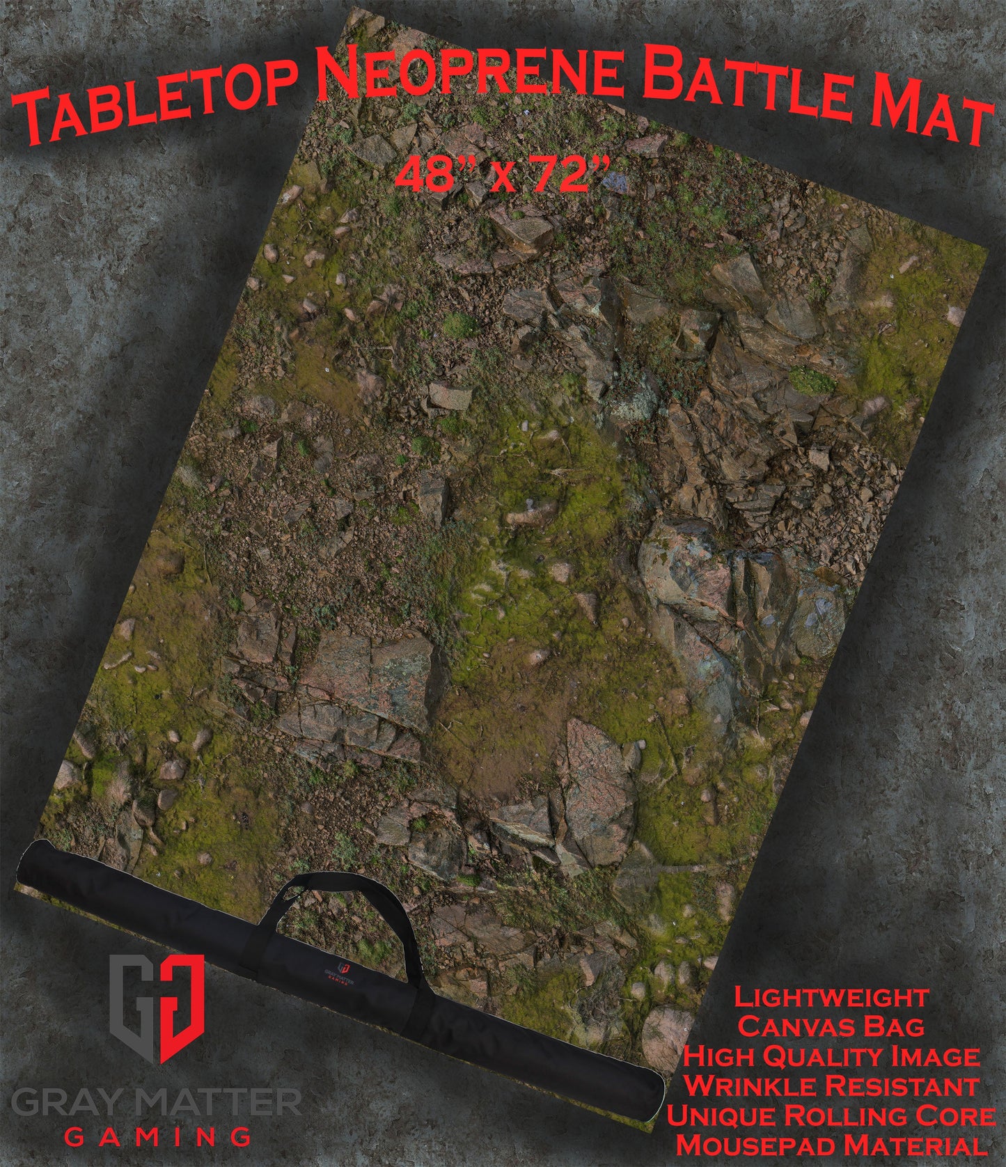 Rocky Highlands Neoprene Battle Mat – Tabletop Wargaming & RPG Play Mat