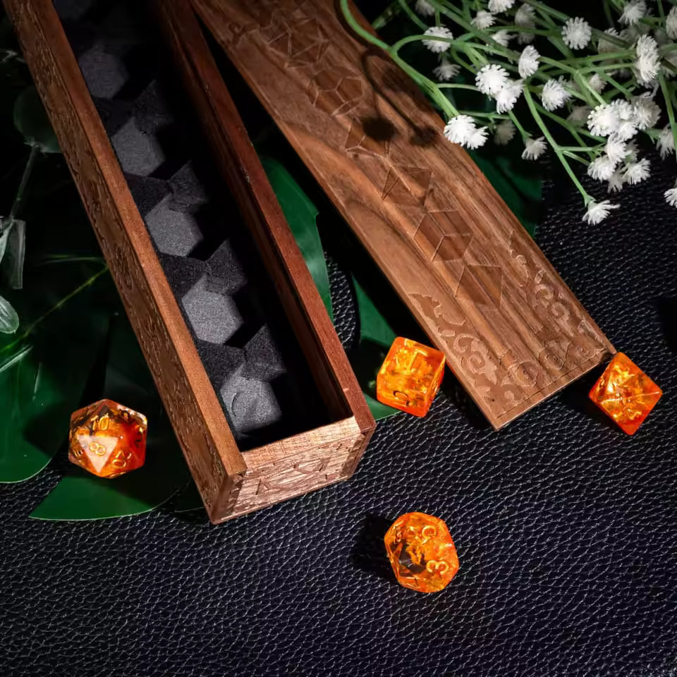 Runebound Wooden Dice Vault | Premium TTRPG Dice Storage