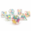 SDZ000605 Lucky Charm Glowworm Resin Dice with White Numbers 16mm (5/8 inch) 7 Dice Set
