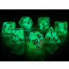 SDZ000605 Lucky Charm Glowworm Resin Dice with White Numbers 16mm (5/8 inch) 7 Dice Set