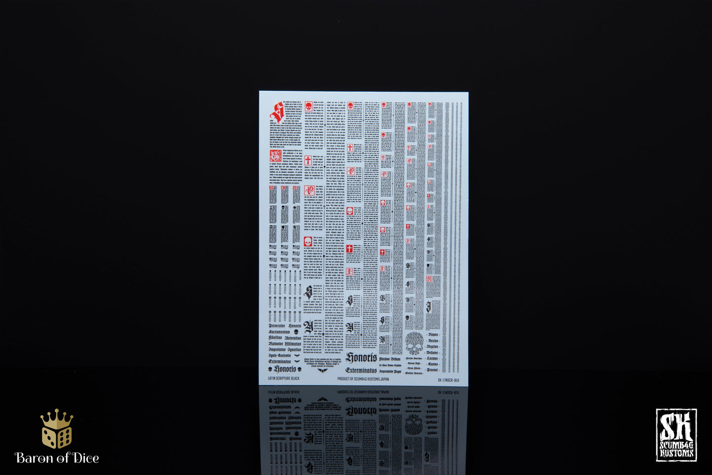 Latin Scripture | Waterslide Decals | Baron of Dice x Scumb4g Kustoms