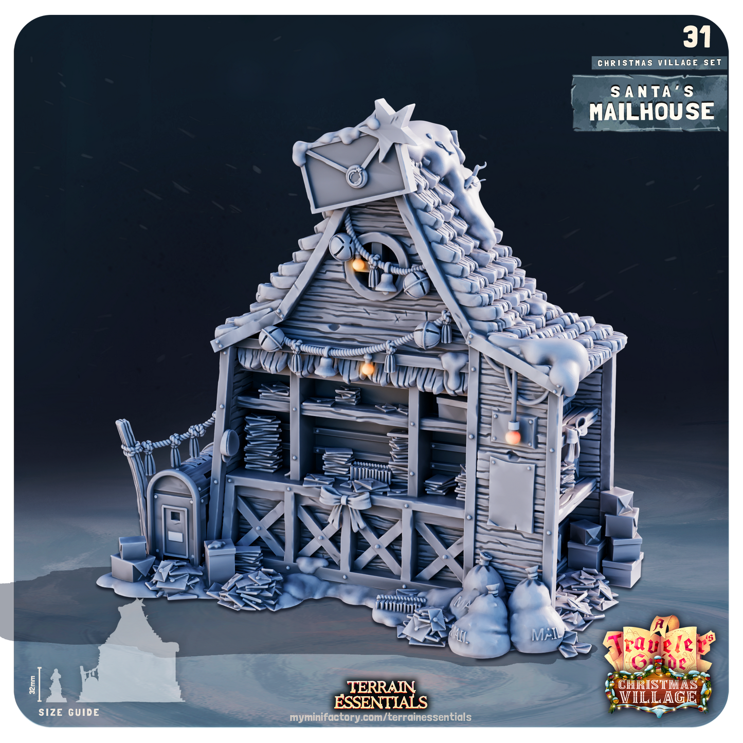 Cast n Play Christmas Village Terrain Set – 3D Printed 28mm 32mm D&D