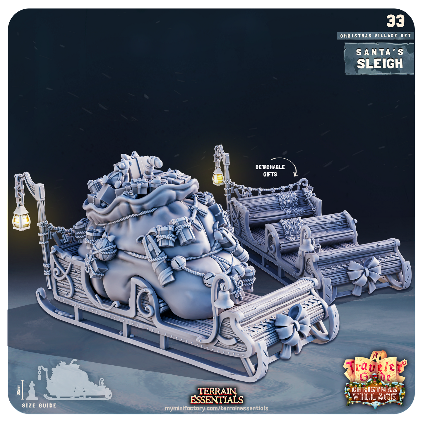Cast n Play Christmas Village Terrain Set – 3D Printed 28mm 32mm D&D