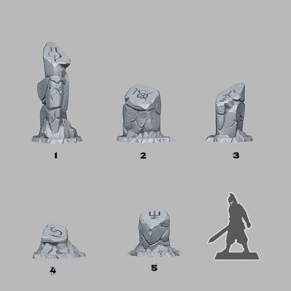 3D Printed Fantastic Plants and Rocks Sci Fi Glyph Stones 328mm - 32mm D&D Wargaming