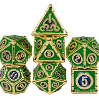 Metal Bamboo Themed 7 Piece Dice Set