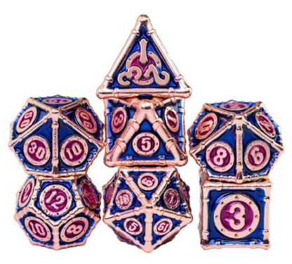 Metal Bamboo Themed 7 Piece Dice Set