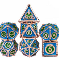 Metal Bamboo Themed 7 Piece Dice Set