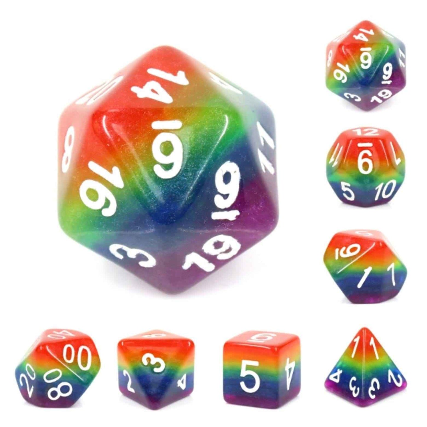 Rainbow Dice RPG Dice Set | 7-Piece Polyhedral Dice for TTRPGs