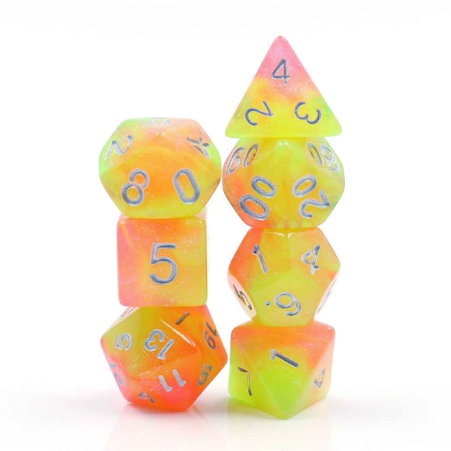 Summer's Joy RPG Dice Set | 7-Piece Polyhedral Dice for TTRPGs