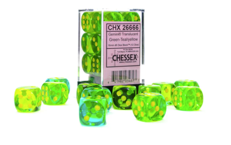 CHESSEX: D6 Gemini DICE SETS - 16mm
