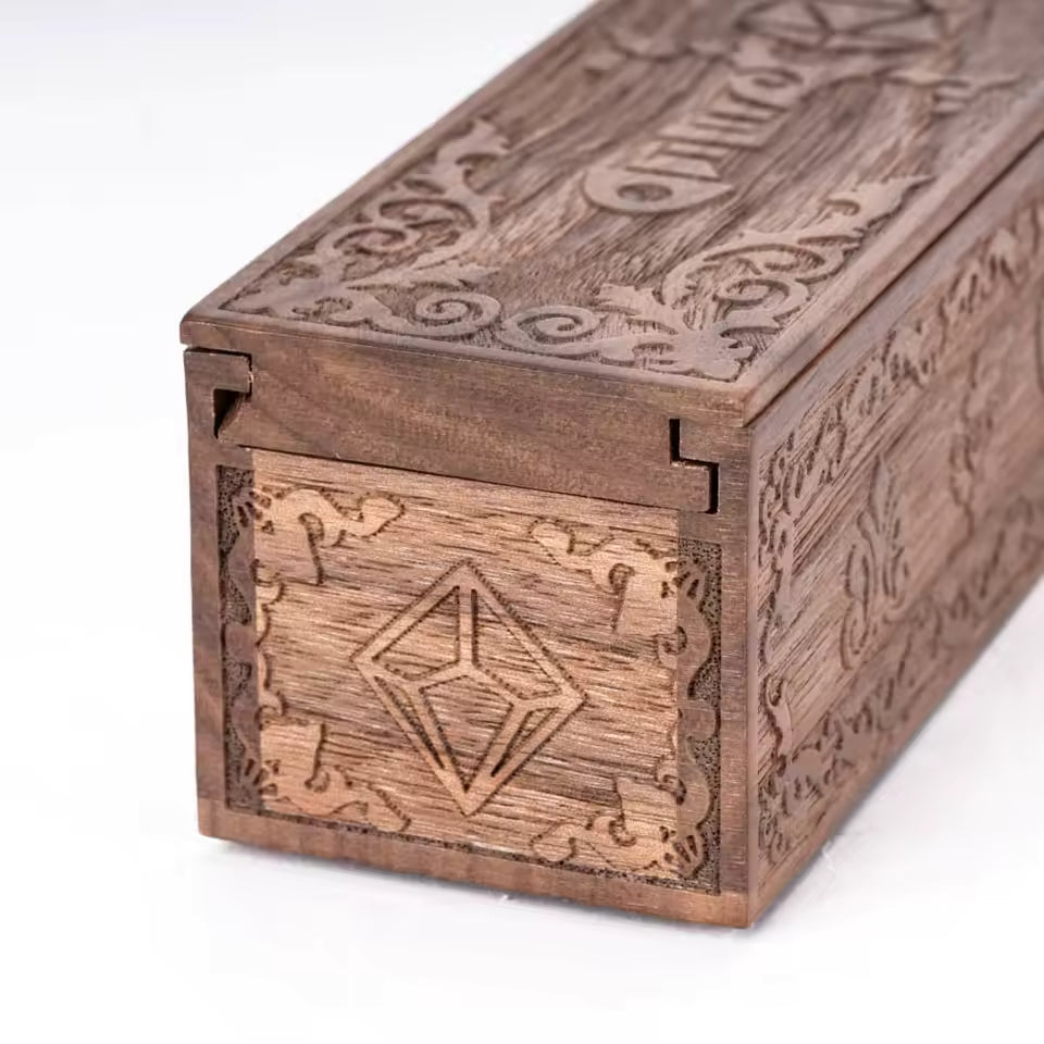 Runebound Wooden Dice Vault | Premium TTRPG Dice Storage