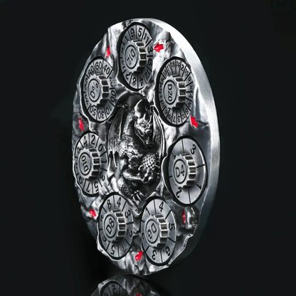 Unique Dice Spinner: 7-in-1 Metal 3D Relief Dragon DND Roulette Dice Spinner