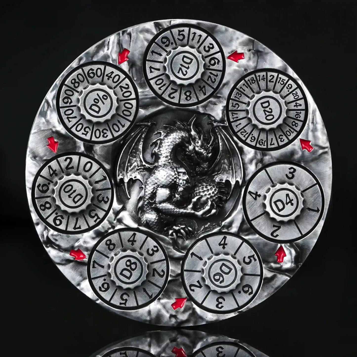 Unique Dice Spinner: 7-in-1 Metal 3D Relief Dragon DND Roulette Dice Spinner