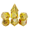 Silver Dragon and Black Warrior Gold Metal DND Dice Set + Red Numbers