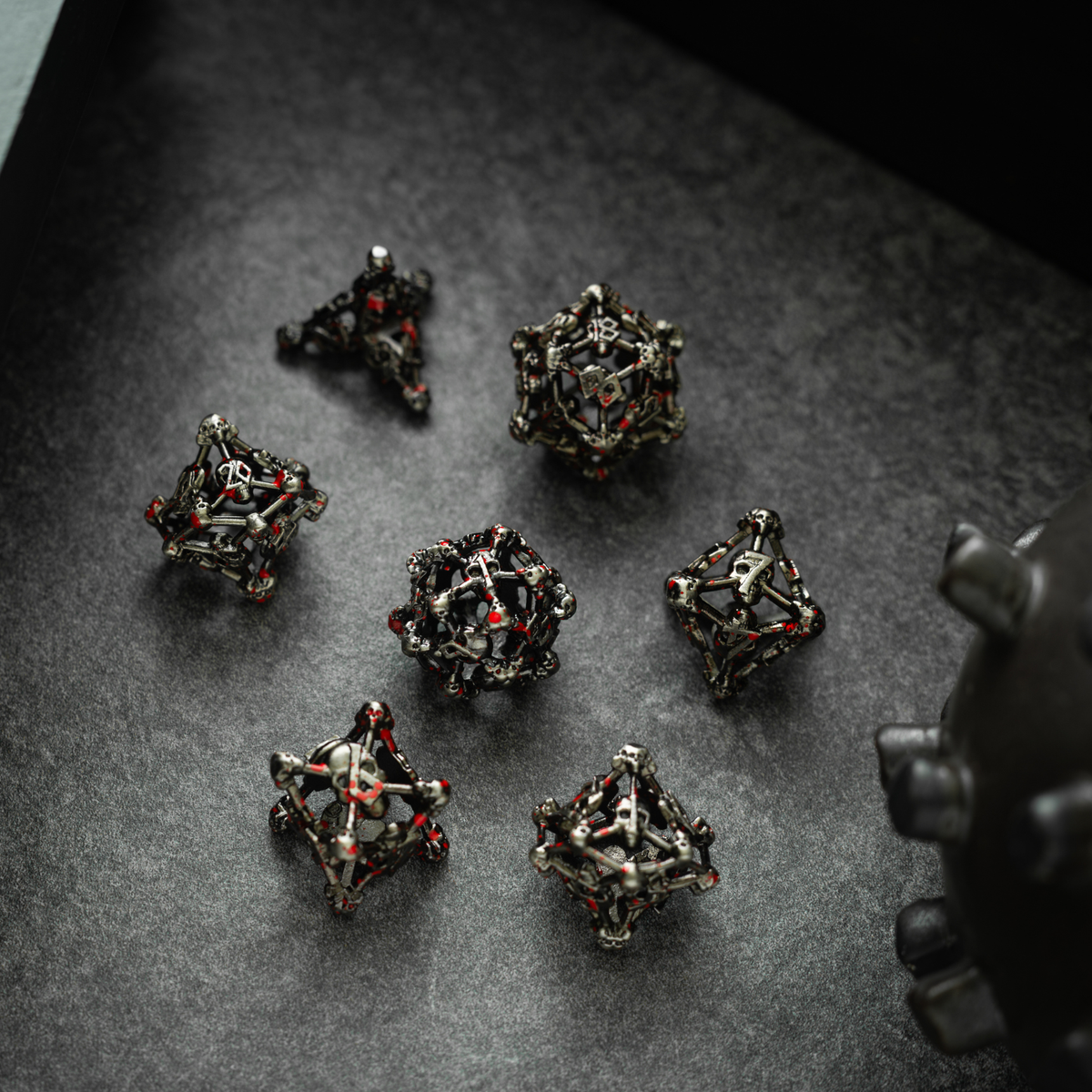 Skullforge Silver Hollow Metal DND Dice Set