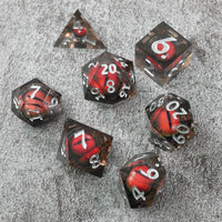 Smaug's Eye |  7 Piece Moving Eye DnD Dice Set | Acrylic RPG Gaming Dice