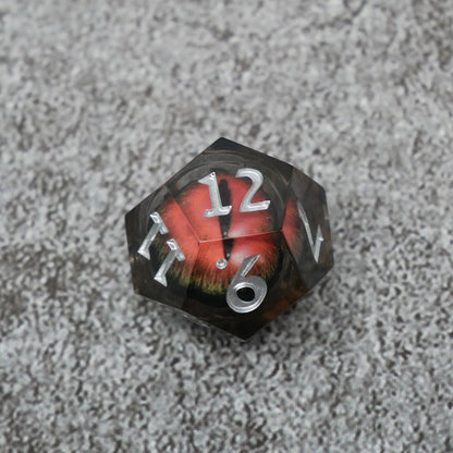 Smaug's Eye |  7 Piece Moving Eye DnD Dice Set | Acrylic RPG Gaming Dice