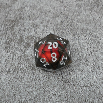 Smaug's Eye |  7 Piece Moving Eye DnD Dice Set | Acrylic RPG Gaming Dice