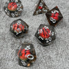 Smaug's Eye |  7 Piece Moving Eye DnD Dice Set | Acrylic RPG Gaming Dice