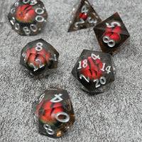 Smaug's Eye |  7 Piece Moving Eye DnD Dice Set | Acrylic RPG Gaming Dice