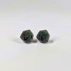 Sneak Attack D20 Stud Earrings - Green Black Rogue Dice Jewelry