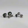 Sneak Attack D20 Stud Earrings - Green Black Rogue Dice Jewelry