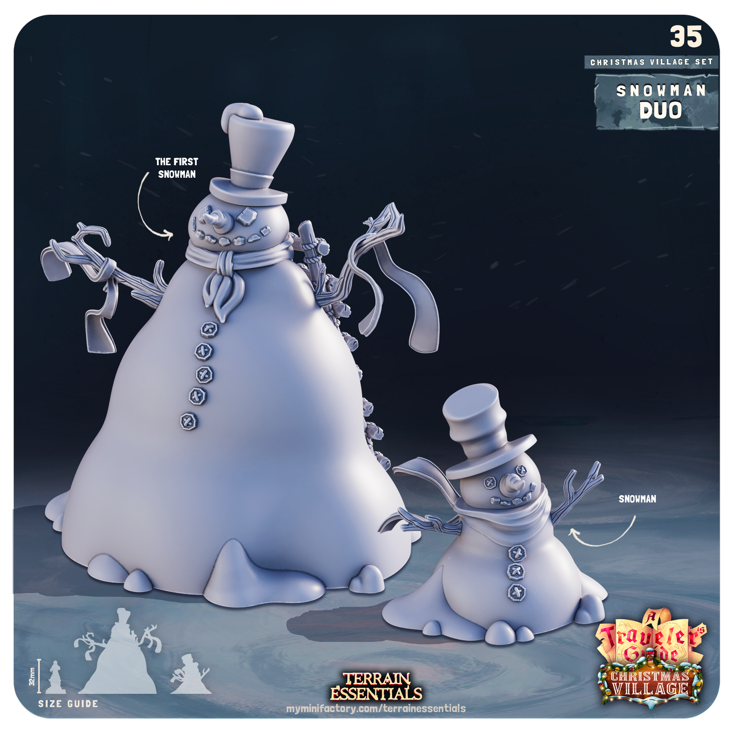 Cast n Play Christmas Village Terrain Set – 3D Printed 28mm 32mm D&D