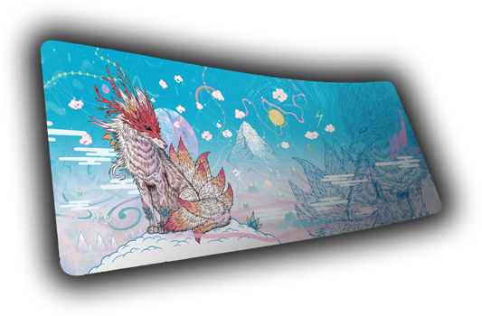 "Snowveil Kitsune" — Epic Desk Originals Deskmat