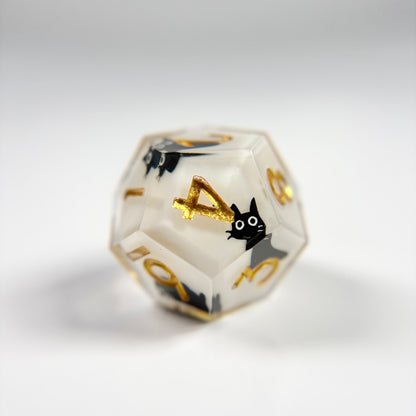 Snowy Neko Liquid Core RPG Dice Set - 7 Pieces