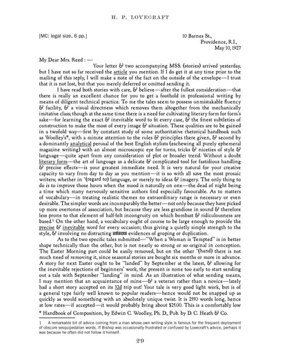 The Spirit of Revision - Lovecraft's Letters to Zealia Brown Reed Bishop