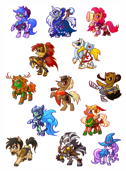 Set of 13 1.5" Hard Enamel RPG Pony Adventure Pins