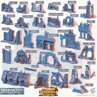 3D Printed Cast n Play Modular Walls Terrain Essentials Vol III Exteriors Dwarven City Set 28mm 32mm D&D