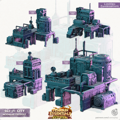 3D Printed Cast n Play Modular Outposts Sci-Fi City Set Terrain Essentials Vol III Exteriors 28mm 32mm D&D