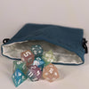 Teal Medium Dice Bag - Flannel Lined Drawstring Pouch
