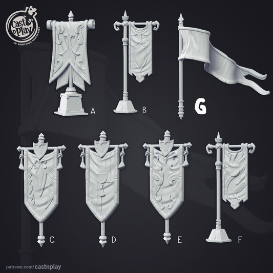 Tournament Banner Props 28mm 32mm - 3D Printed Tabletop Terrain Accessories