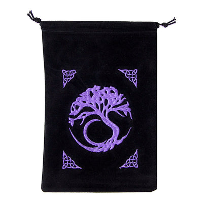 Tree of Life Black Velvet Embroidered Bag