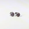 Tri Color D20 Stud Earrings - Maroon Gold Silver Dice Jewelry