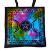 Triple Moon Pentacle Tote Bag 18x18" (Tie Dye/Black)