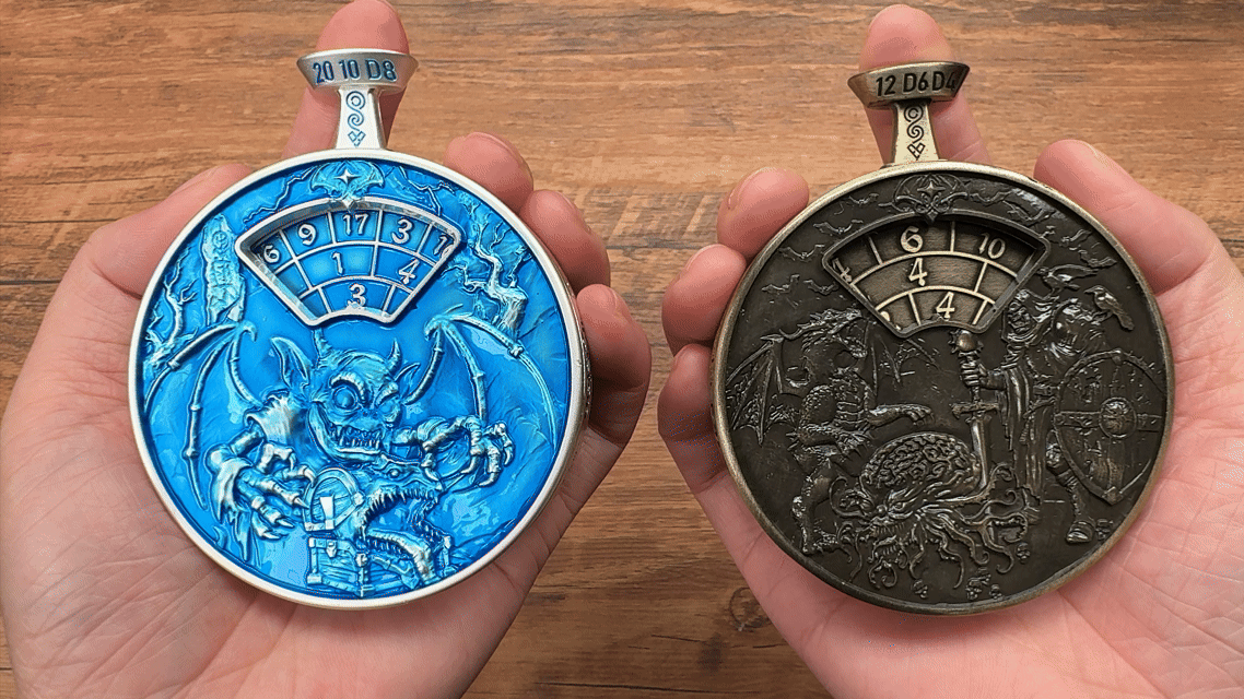 Unique Metal DND Spinning Dice Pocket Watch