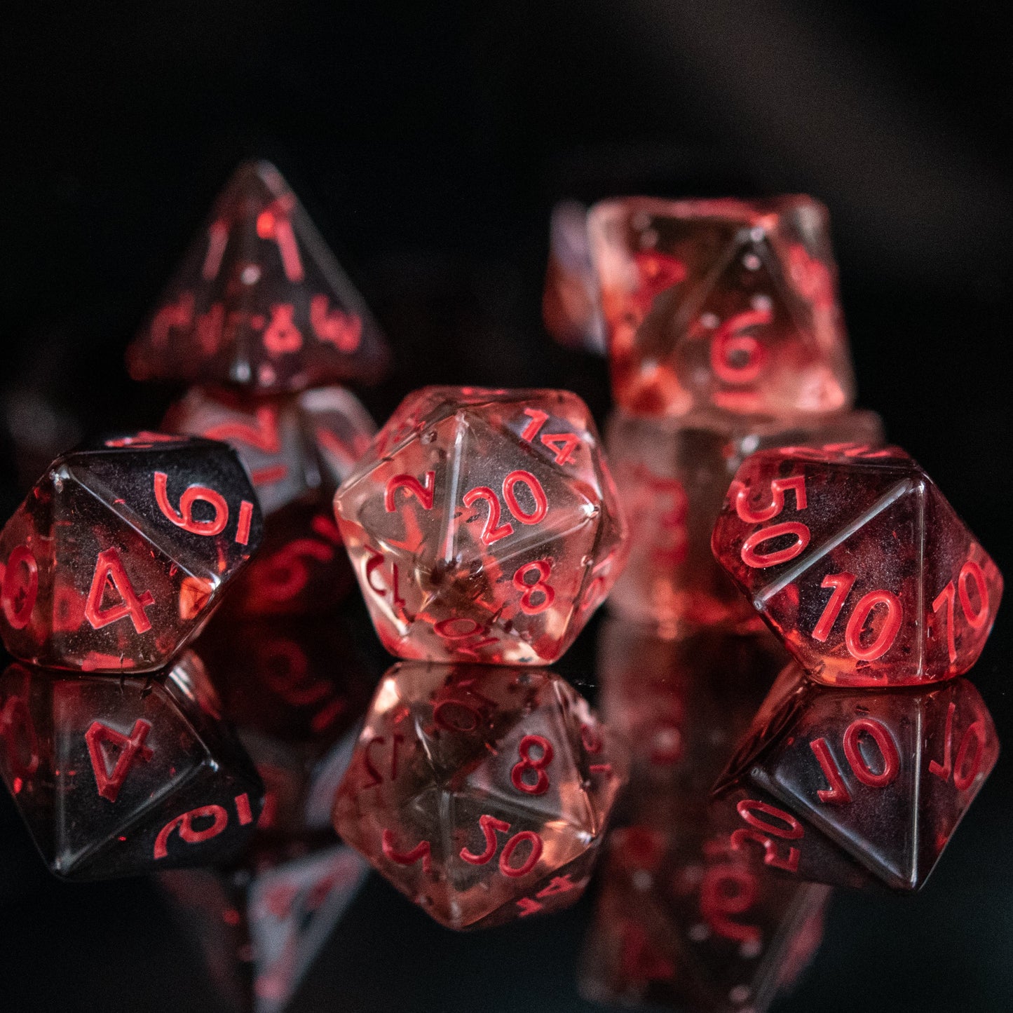Vampira Acrylic Dice Set - 7-Piece Hand-Painted RPG Dice with Lifetime Warranty