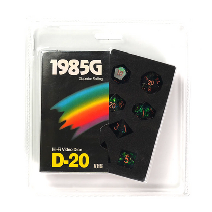 VHS Sharp Edge Dice – Starstorm | Retro-Inspired D&D Dice by 1985 Games