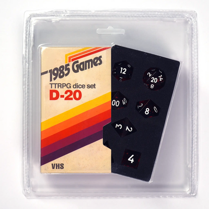 VHS Sharp Edge Dice – Ruby Red | Retro-Inspired D&D Dice by 1985 Games