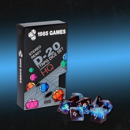 VHS Sharp Edge Dice – Plasmic Punch | Retro-Inspired D&D Dice by 1985 Games