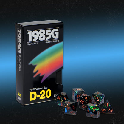 VHS Sharp Edge Dice – Starstorm | Retro-Inspired D&D Dice by 1985 Games