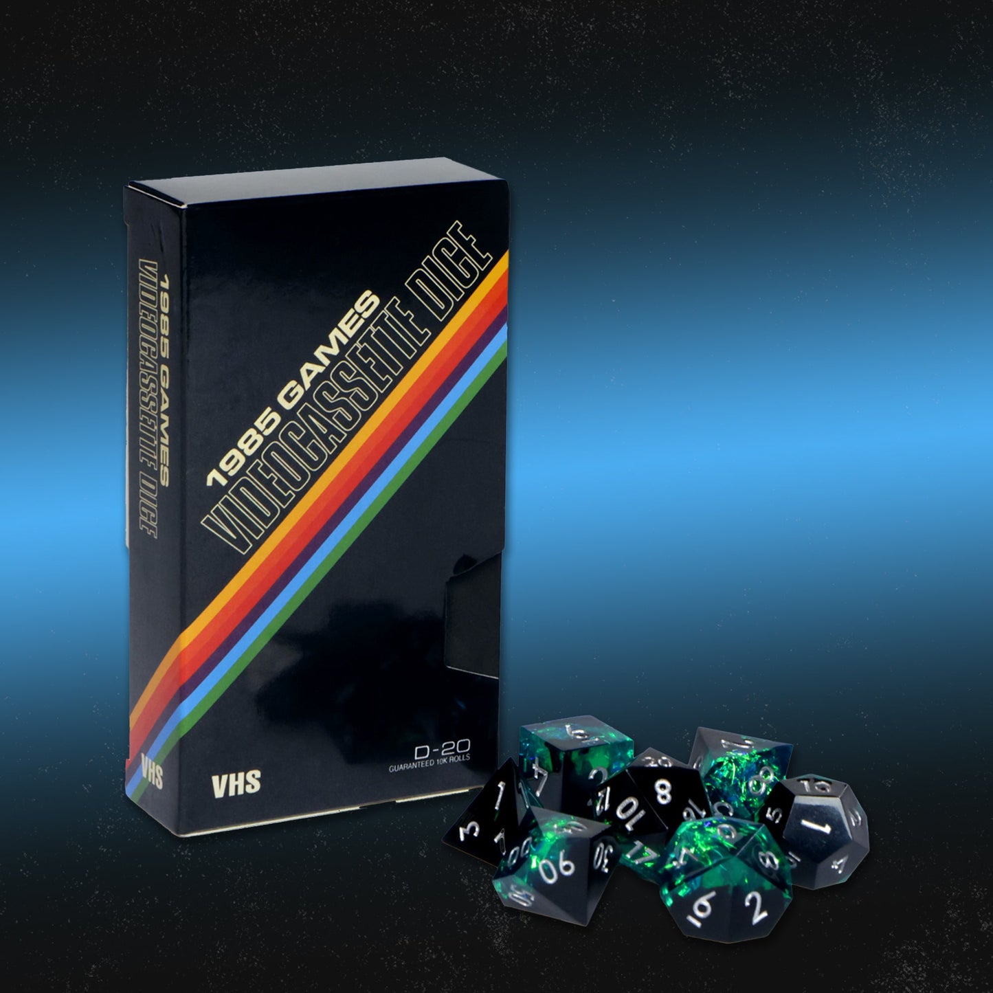 VHS Sharp Edge Dice – Surge | Retro-Inspired D&D Dice by 1985 Games
