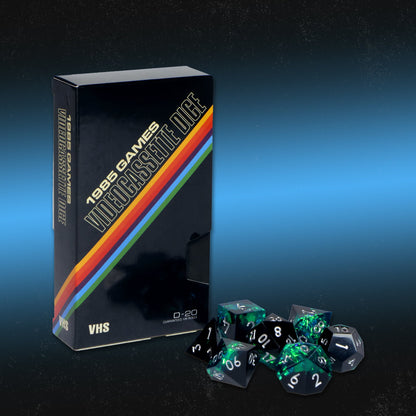 VHS Sharp Edge Dice – Surge | Retro-Inspired D&D Dice by 1985 Games