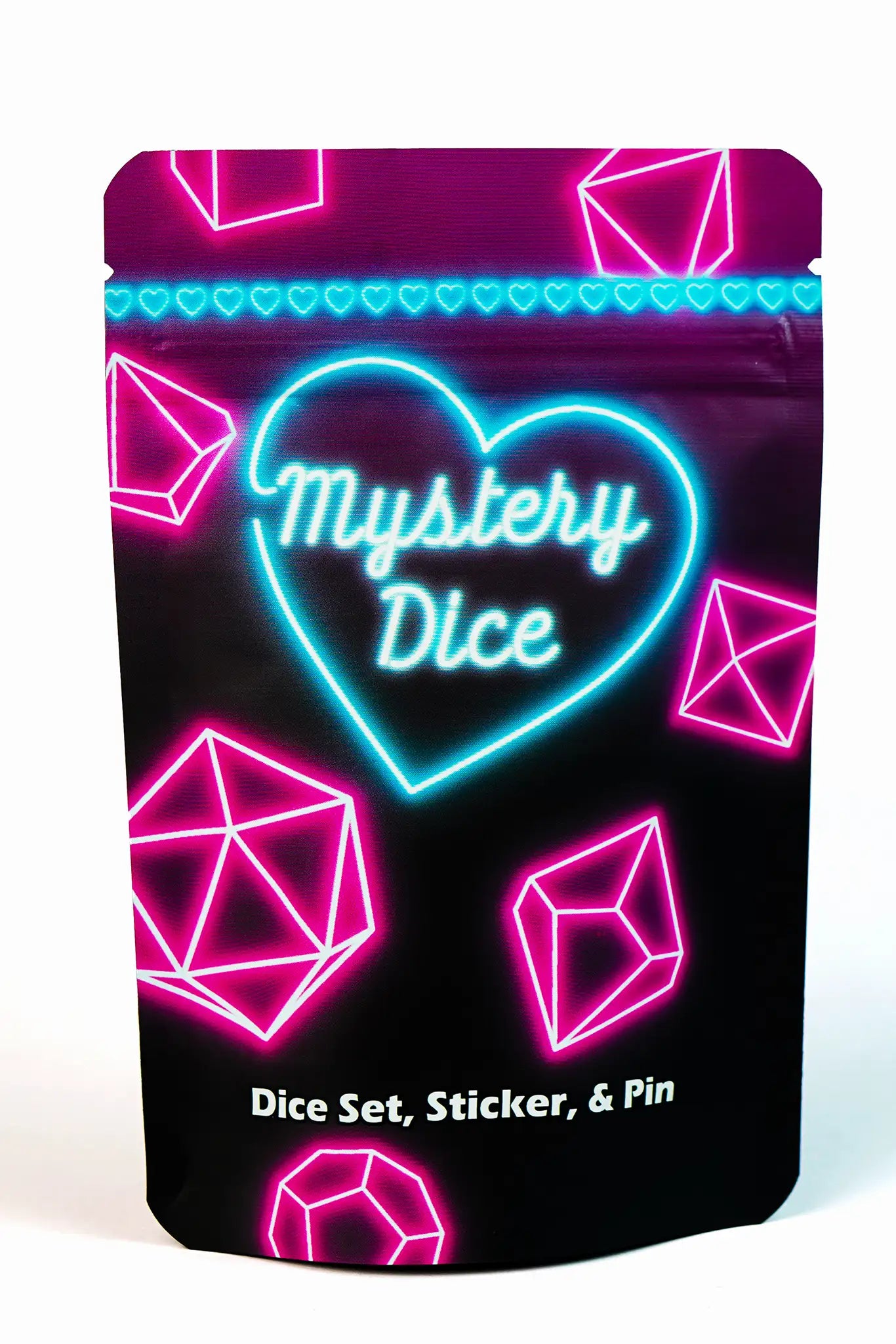 Sweetheart Mystery Dice | Hearts & Flowers Resin Dice with Pin & Sticker | 1985 Games