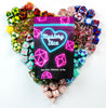 Sweetheart Mystery Dice – Hearts & Flowers dice, unique fun stickers and pins!