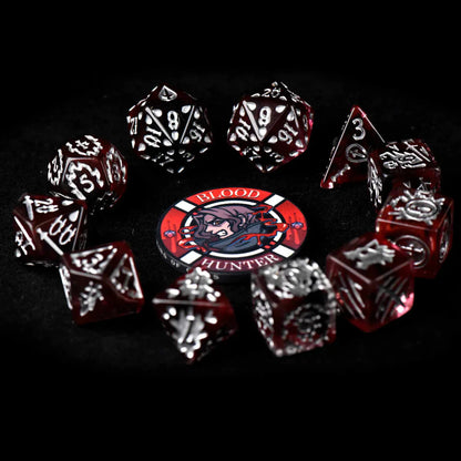 Blood Hunter Dice Set | Dark Resin D&D Dice by Revenant Foundry