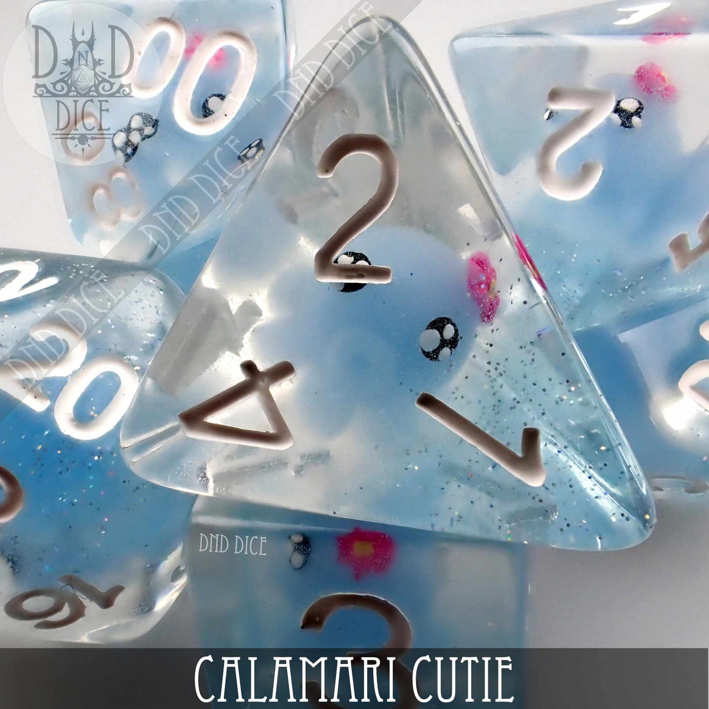 Calamari Cutie Dice Set – 7-Piece Resin Polyhedral Dice for D&D & RPGs